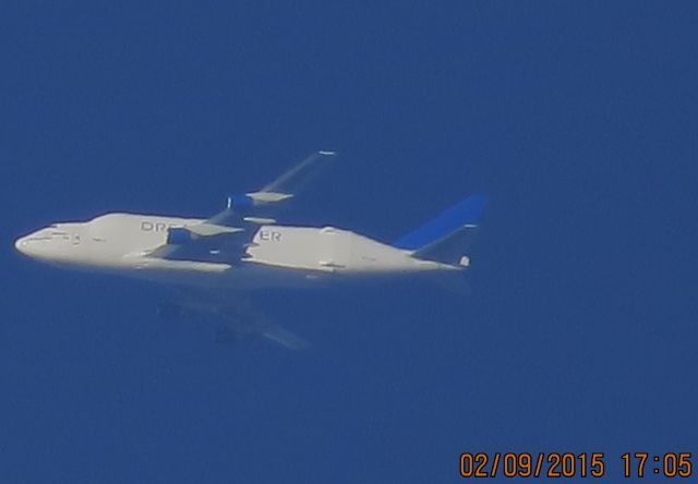 Boeing Dreamlifter (N747BC) - Atlas Air flight 4341 from Charleston S.C. to McConnell AFB in Wichita Kansas over Southeastern Kansas at 34,000 feet.