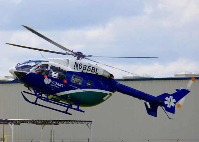 KAWASAKI EC-145 (N685BL) - At Metro Aviation. Looks to be doing some flight test.