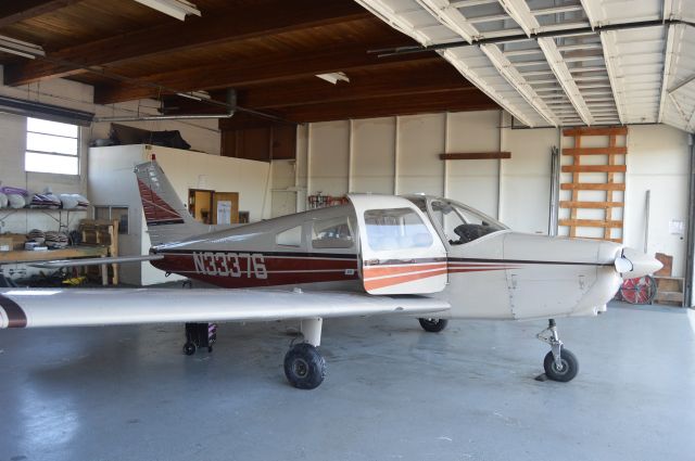 Piper Cherokee (N33376) - Hangared at Infinite Air Center in Albany (S12). This Cherokee Warrior is used as the flight school's Technically Advanced Aircraft (TAA) for Commercial students.