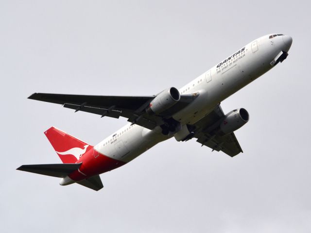 BOEING 767-300 (VH-ZXF) - Getting airborne off runway 23 on a gloomy, cold day. Wednesday, 4th July 2012.