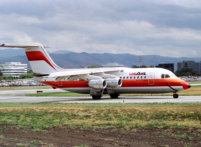 — — - KSJC - ex PSA BAe-146-200 at the hold bars at San Jose for 12R - and KSNA. I have the reg, just not readily available - I may find it in a year :)