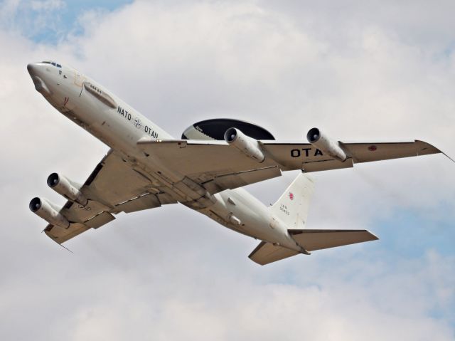 Boeing E-3F Sentry (LXN90453) - Departing of runway 29 to  Geilenkirchen