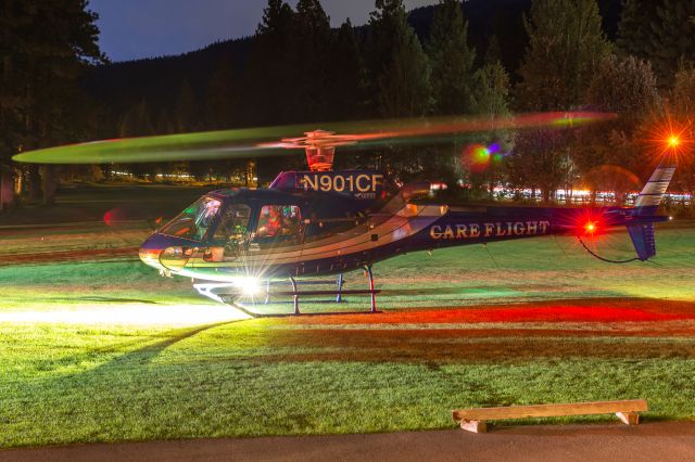 Eurocopter AS-350 AStar (N901CF) - REMSA CareFlight AS50 preparing for takeoff at the Brockway Golf Course after receiving a patient from a vehicle accident (31 July, 2021)