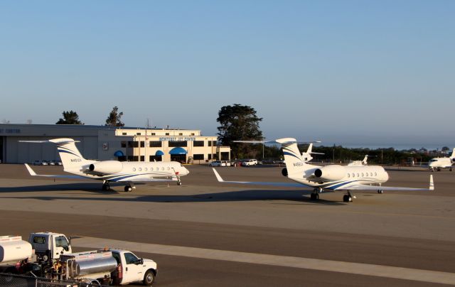 Gulfstream Aerospace Gulfstream V (N451GV) - KMRY - my 2nd Doublemint" shot this week at KMRY - 2 painted G-5s side by side - N451GV (L)  and N456GA on the ramp at Monterey Jet Center.