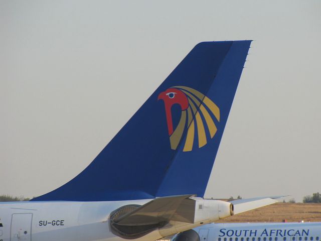 Airbus A330-200 (SU-GCE) - Tail of SU-GCE at Johannesburg, September 26, 2009