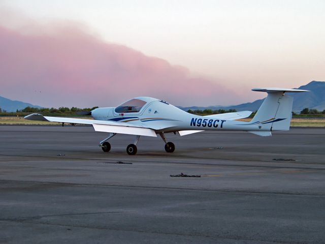 Diamond DV-20 Katana (N958CT) - N958CT getting ready for a cross country flight as smoke from the Fairview fire is seen