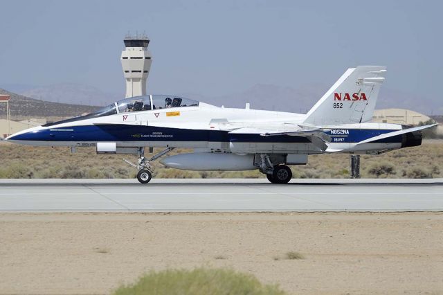 N852NA — - NASA F/A-18B Hornet N852NA landed on Runway 22 Left at Edwards AFB following the arrival of the 747/Shuttle stack on September 20, 2012.