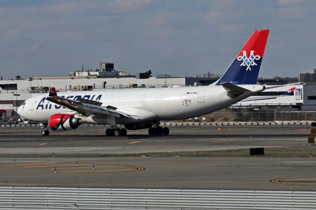 Airbus A330-200 (YU-ARA) - ASL500 arriving at JFK on runway 31R with all the brakes deployed.