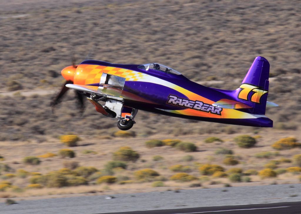 Grumman G-58 Bearcat (N777L) - Rare Bear wheels up Reno 2012