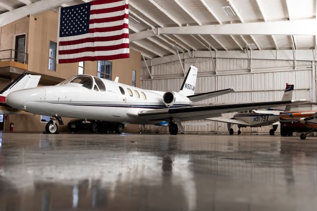 Cessna Citation 1SP (N501JM) - Citation resting in the Aerospace N3XT hangar at CWC. (formally Cobra Kai flight academy)