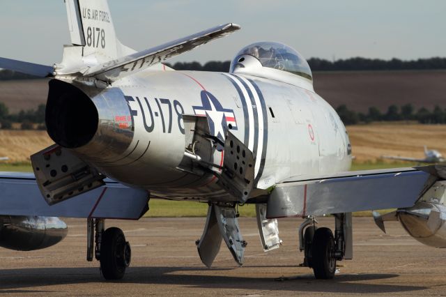 FU178 — - North American F-86 Sabre with speed brakes deployed on static display at Duxford Air Museum.