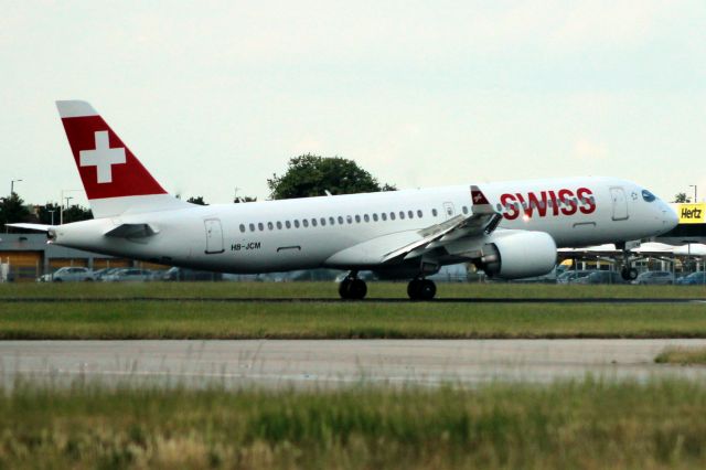 Airbus A220-300 (HB-JCM) - Touching down on rwy 09L on 12-Jun-18 operating flight SWR356 from LSGG.