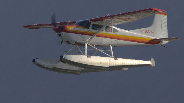 Cessna Skywagon (C-GZTQ) - Takeoff from Juneau.  I couldn't get a dramatic background, but at high res a pilot portrait.