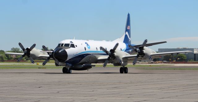 Lockheed P-3 Orion (N42RF) - NOAA 42, a Lockheed Martin WP-3D Orion, starting engines on the ramp at Carl T. Jones Field, Huntsville International Airport, AL - May 1, 2017.