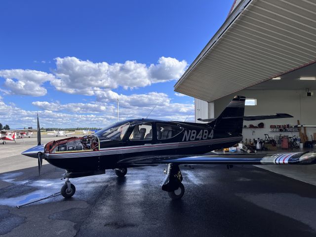 Rockwell Commander 114 (N8484) - Ex-Harrier-pilot’s black Aero Commander in for an annual. 
