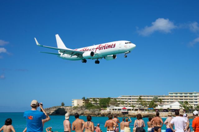 Boeing 737-800 (9Y-SXM) - Boeing 737-800 of Caribbean on very short final for Rwy 10