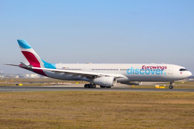 Airbus A330-300 (D-AIKD) - A Eurowings Discover A330-300 taking off from Frankfurt Airport.br /br /Location: Viewpoint "West Runway"/Aussichtspunkt "Startbahn West".br /Date: 13.02.23 (dd/mm/yy).