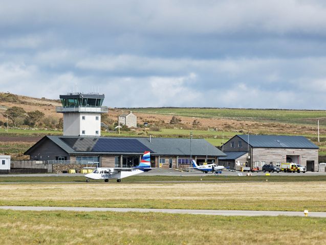 ROMAERO Islander (G-BUBN) - Here’s a new airport for the database. Land's End Airport, near Penzance in Cornwall, is the most south westerly airport of mainland Britain. After hiking along the cliffs of Land’s End, I caught G-BUBN, a Britten-Norman BN-2B-26 Islander landing RWY 34 and G-EDEL, a Piper PA-32-300 on the ramp soon after it arrived on 14 Apr 2023.