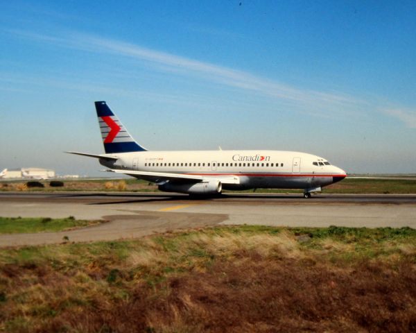 Boeing 737-200 (C-GCPT) - KSFO - Canadien 737 ready for departure at Runway 1R hold bars. click full.