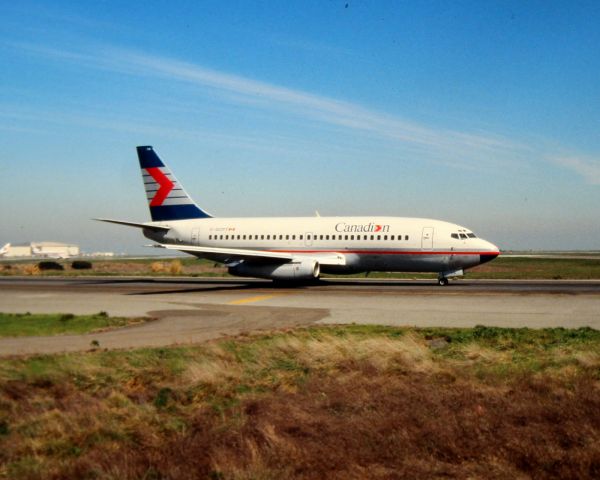 Boeing 737-200 (C-GCPT) - KSFO - Canadien 737 ready for departure at Runway 1R hold bars. click full.