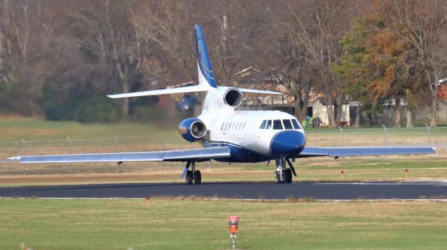 Dassault Falcon 50 (N50HN) - November 16, 2018, Lebanon, TN -- This Falcon 50 is lined-up ready to take off on runway 19. The photo was taken at the Tennessee National Guard facility.