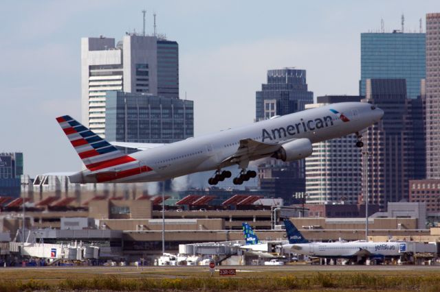 Boeing 777-200 (N776AN) - This American B772 was operating MIA-Paris when it diverted to BOS on 10/02/20. The plane departed BOS for JFK on 10/04/20. 