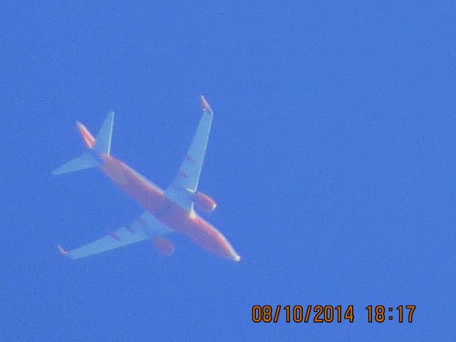Boeing 737-700 (N938WN) - SWA flight 740 from MDW to OKC over Baxter Springs KS (78KS) at 40k feet. 
