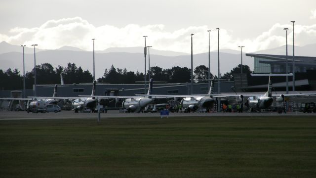 de Havilland Dash 8-300 (ZK-NFB) - A whole line full of Air New Zealands regional aircraft at the Christchurch domestic terminal.