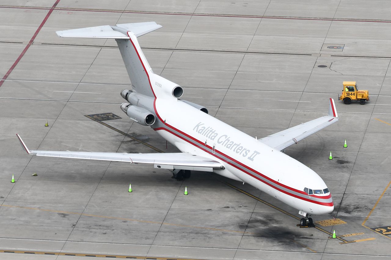 BOEING 727-200 (N729CK) - One of the last 727s operating in the United States sits on DHL's ramp at CVG. Seen from a cessna 172 over 18L.