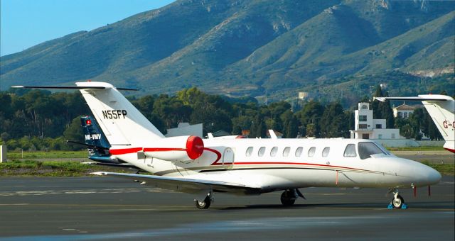 Cessna Citation CJ3 (N55FP) - A Citation CJ3 parked on the ramp at Malaga Airport in Spain. 