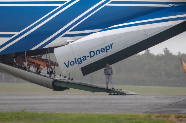 Antonov An-124 Ruslan (RA-82042) - Crew member on the loading ramp of an Antonov 124 at KBGR.