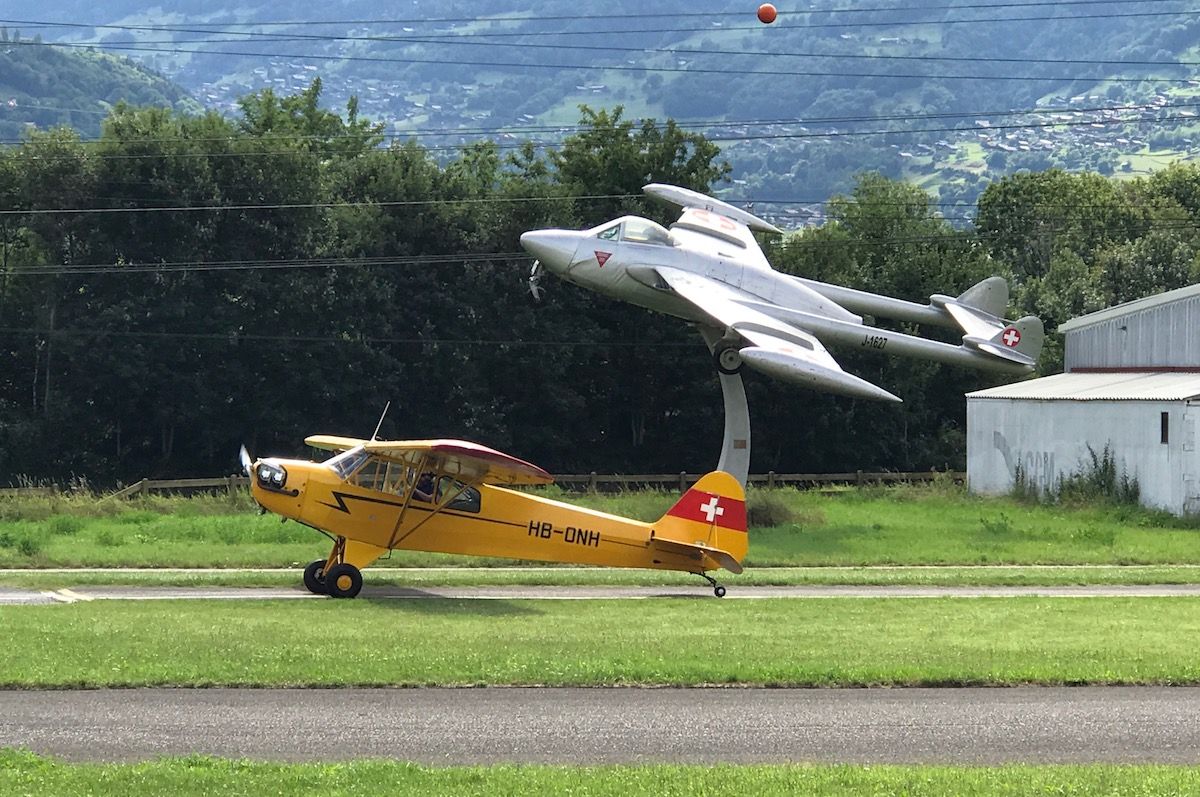 HB-ONH — - The Piper Cub and the Venom at Bex Airfield.