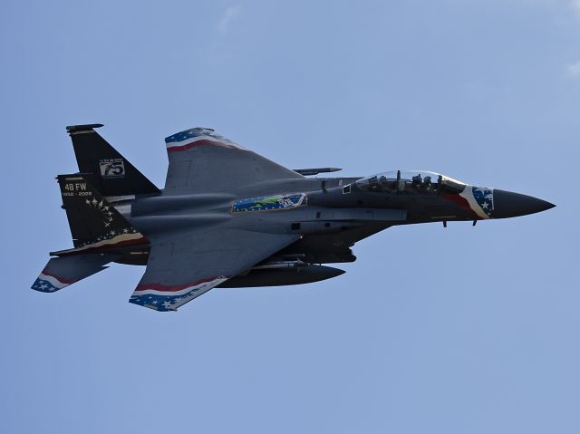 McDonnell Douglas F-15 Eagle (92-0364) - A U.S. Air Force F-15E Strike Eagle from the 48th Fighter Wing wearing heritage colors to honor the Wing’s 70th anniversary, the 75th anniversary of the USAF, and USAFE’s 80th anniversary at the Mach Loop on 25 Apr 2023.