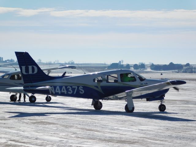 Piper Cherokee Arrow (N4437S) - A clear day in January meant a busy day of flying for University of Dubuque Aviation students.  In this case, a nearly empty ramp was a good thing!!!  N4437S returns to the ramp to await another flight. 