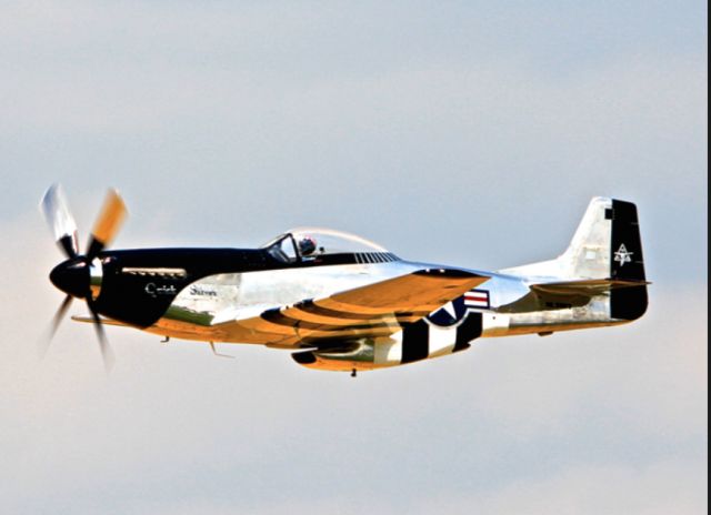 NL51HY — - P-51D, Mustang "QUICK SILVER" at GENESEO flying low over a field of ripe grain with the yellow reflecting on the bottom of the aircraft on 12th July 2014. 