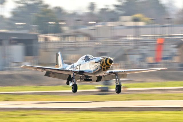 North American P-51 Mustang (N451TB) - North American P51 returns to Livermore Municipal Airport, February 2022,