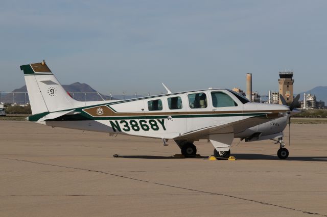 Beechcraft Bonanza (36) (N3868Y) - Took this at the 2019 Heritage Flight Conference held at Davis-Monthan AFB, AZ.  This is owned by a former Thunderbird pilot.  