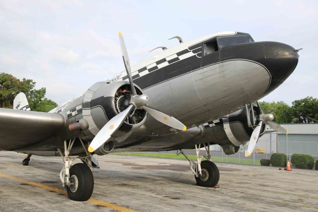 Douglas DC-3 (N43XX) - N43XX, seen on 21 Jul 2019, has an extensive history. Originally constructed as a C-53D by Douglas at Santa Monica, CA in March 1943, flown by the US Army Air Corp in WWII in Africa, Sicily, & England, then modified to a Douglas DC-3A on March 1946 by the TIMM Aircraft Company, Van Nuys, CA. Now operated by the Wings of Valor Llc, Perris, CA.