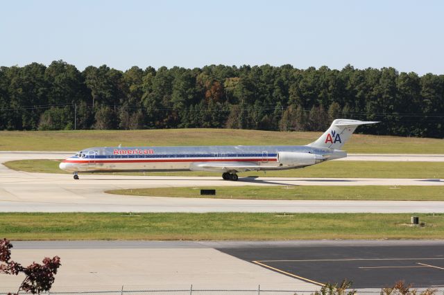 McDonnell Douglas MD-80 (N561AA) - 561AA taxiing to Terminal 2 via Bravo at RDU