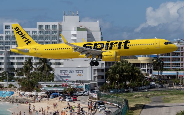 Airbus A321neo (N705NK) - N705NK Airbus A321-271N landing over Maho Beach on the 24/Feb/2024