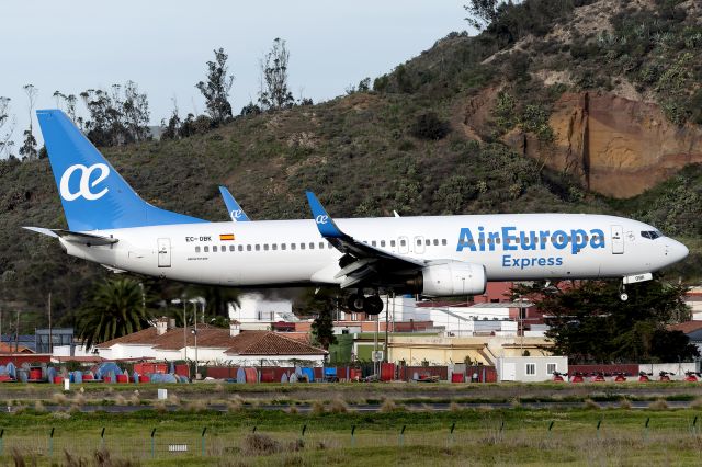 Boeing 737-800 (EC-OBK) - Tenerife Norte - Los Rodeos (TFN / GCXO) - Spainbr /br /Photo taken: December 27, 2023br /br /Operator: Air Europa Expressbr /Type: Boeing 737-8GJbr /Registration: EC-OBKbr /Serial: 37365/3539