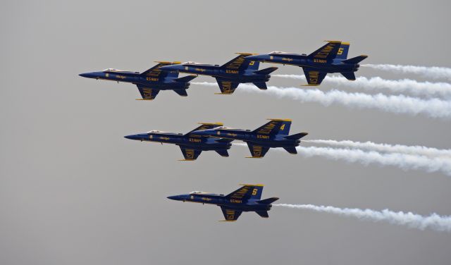 McDonnell Douglas FA-18 Hornet — - NEW YORK CITY, USA-MAY 23, 2012: Seen flying over New York Harbor, at the start of Fleet Week 2012, were the United States Navy Blue Angels.