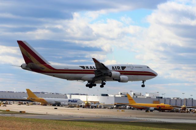 Boeing 747-400 (N741CK) - The Sunday afternoon Kalitta Air Freight arrival from Leipzig-Hale Germany.br /747's a plenty at Cincinnati on a Sunday afternoon. 