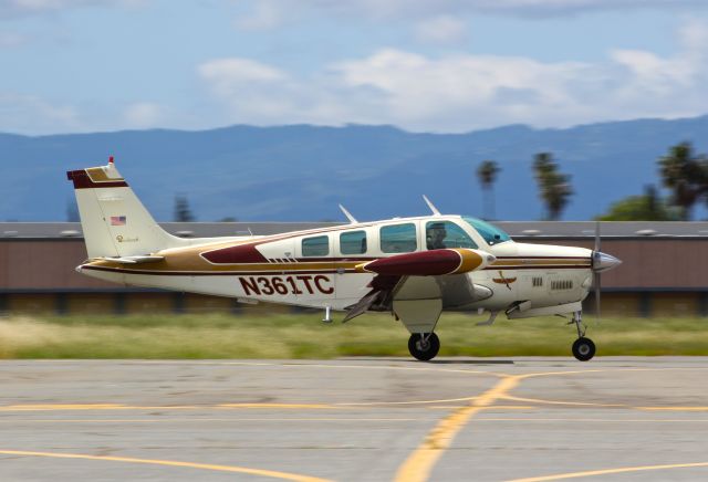 Beechcraft Bonanza (36) (N361TC) - Locally-based Beechcraft Bonanza 36 rolling out at Reid Hillview Airport, San Jose, CA.