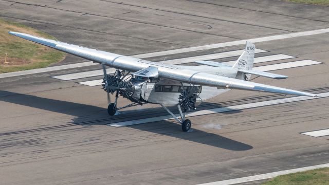 Ford Tri-Motor (NC9645) - NC9645 leaving some smoke behind as it lands on Frederick's runway 23.