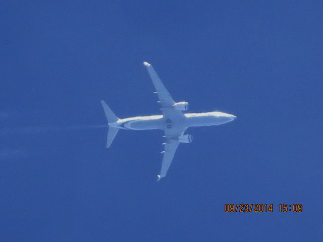 Boeing 737-800 (N583AS) - Alaska Airlines flight 774 from Seattle to Tampa over Baxter Springs Kansas (78KS) at 37,000 feet.