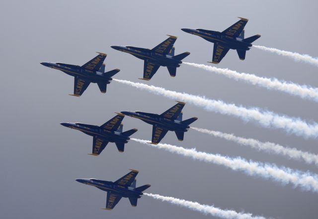 McDonnell Douglas FA-18 Hornet — - NEW YORK CITY, USA-MAY 23, 2012: Seen flying over New York Harbor, at the start of Fleet Week 2012, were the United States Navy Blue Angels.