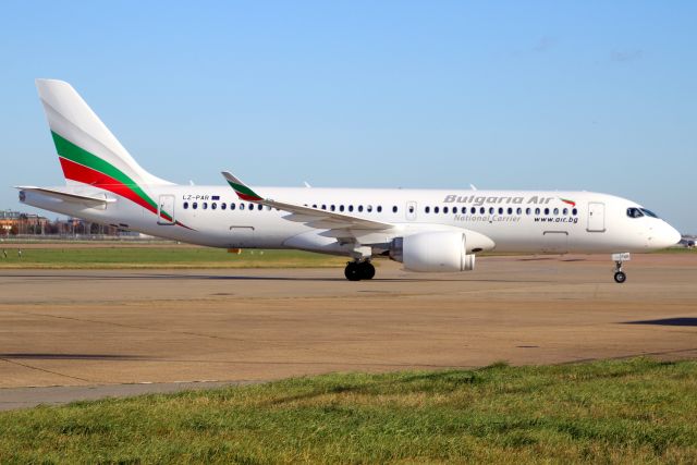 Airbus A220-300 (LZ-PAR) - Taxiing to Stand 414 on 25-Nov-23 operating flight LZB851 from LBSF.