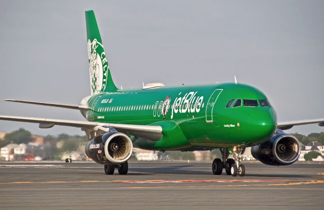 Airbus A320 (N595JB) - Lucky Blue - Boston Celtics Special livery @ Logan Airport Boston,Ma