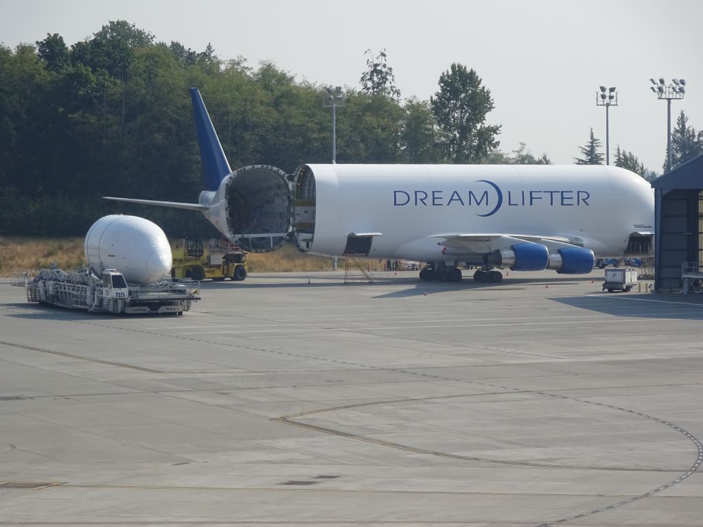 Boeing Dreamlifter (N780BA) - Dream Lifter being unloaded at Paine Field Washington State Boeing Plant 8-4-2017